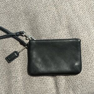 Coach Black Wristlet with Tan interior
